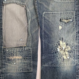 KAPITAL BORO パッチワーク ヴィンテージ加工 サイズ1/S デニムパンツ ブルー レディース キャピタル【中古】6-0928G♪