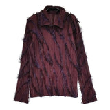 PLEATS PLEASE ISSEY MIYAKE プリーツ フリンジ PP43-JJ803 サイズ3 長袖シャツ ワインレッド レディース プリーツプリーズ【中古】6-1013T♪