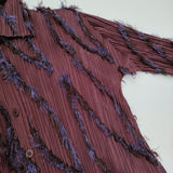 PLEATS PLEASE ISSEY MIYAKE プリーツ フリンジ PP43-JJ803 サイズ3 長袖シャツ ワインレッド レディース プリーツプリーズ【中古】6-1013T♪