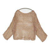 SLOBE IENA ギマヤーンメッシュボートネックニット 定価13200円 ローゲージ セーター ニット 26SS ベージュ レディース スローブイエナ【中古】6-1006M♪