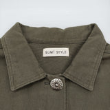 SUM1 STYLE ear PAPILLONNER 動物柄デニム切り替えジャケット アニマル柄 ゴブラン織り 定価27500円 デニムジャケット カーキ レディース スミスタイル【中古】6-1006M♪
