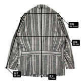 m's braque Norfolk Jacket 38 定価79200円 ストライプ リネンコットン テーラードジャケット 25SS グレー ホワイト メンズ エムズブラック【中古】6-1006M♪
