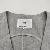 23区 アイアスマットストレッチノーカラージレ サイズ38 定価31900円 ベスト 26SS ライトグレー レディース ニジュウサンク【中古】6-1006M♪