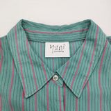 yuni キュプラポリエステルコットンstripe oversizedシャツ ストライプ バックリボン 長袖シャツ 26SS ライトグリーン ピンク レディース ユニ【中古】6-1006M♪