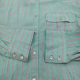 yuni キュプラポリエステルコットンstripe oversizedシャツ ストライプ バックリボン 長袖シャツ 26SS ライトグリーン ピンク レディース ユニ【中古】6-1006M♪