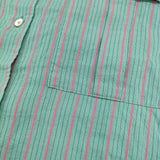 yuni キュプラポリエステルコットンstripe oversizedシャツ ストライプ バックリボン 長袖シャツ 26SS ライトグリーン ピンク レディース ユニ【中古】6-1006M♪