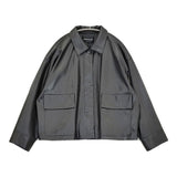 mizuiro-ind シンセティックレザーシャツジャケット 定価36300円 ワークブルゾン ジャケット 25AW ブラック レディース ミズイロインド【中古】6-1006M♪