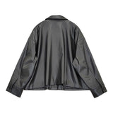 mizuiro-ind シンセティックレザーシャツジャケット 定価36300円 ワークブルゾン ジャケット 25AW ブラック レディース ミズイロインド【中古】6-1006M♪