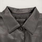 mizuiro-ind シンセティックレザーシャツジャケット 定価36300円 ワークブルゾン ジャケット 25AW ブラック レディース ミズイロインド【中古】6-1006M♪