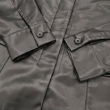 mizuiro-ind シンセティックレザーシャツジャケット 定価36300円 ワークブルゾン ジャケット 25AW ブラック レディース ミズイロインド【中古】6-1006M♪