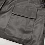 mizuiro-ind シンセティックレザーシャツジャケット 定価36300円 ワークブルゾン ジャケット 25AW ブラック レディース ミズイロインド【中古】6-1006M♪