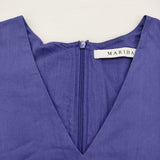 MARIHA エンジェルのミニドレス サイズ36 インド製 定価41800円 Vネック ギャザー ボリュームスリーブ ワンピース ブルー レディース マリハ【中古】6-1006M♪