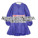 MARIHA エンジェルのミニドレス サイズ36 インド製 定価41800円 Vネック ギャザー ボリュームスリーブ ワンピース ブルー レディース マリハ【中古】6-1006M♪