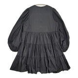 MARIHA エンジェルのミニドレス サイズ36 インド製 定価41800円 Vネック ギャザー ボリュームスリーブ ワンピース ブラック レディース マリハ【中古】6-1006M♪