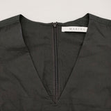 MARIHA エンジェルのミニドレス サイズ36 インド製 定価41800円 Vネック ギャザー ボリュームスリーブ ワンピース ブラック レディース マリハ【中古】6-1006M♪