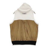 Risley ノースリーブロゴフーディー Sleeveless hoodie 異素材 定価16280円 パーカー ホワイト カーキ レディース リズレー【中古】6-1013S♪