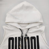 Risley ノースリーブロゴフーディー Sleeveless hoodie 異素材 定価16280円 パーカー ホワイト カーキ レディース リズレー【中古】6-1013S♪