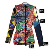 Jean Paul Gaultier 99年 武者プリントパワーネットカットソー メッシュ ヴィンテージ サイズS カットソー マルチカラー レディース ジャンポールゴルチエ【中古】6-1013M♪