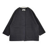evam eva wool short coat ウールショートコート ノーカラー E253T208 サイズ2 定価48400円 コート 25AW ブラック レディース エヴァムエヴァ【中古】6-1016T♪
