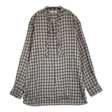 MAATEE & SONS 紐SHIRTS サイズ3 定価59400円 シルクレーヨン チェック 長袖シャツ 26AW ブルー イエロー メンズ マーティーアンドサンズ【中古】6-1009M♪