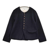 Pal'las Palace PCJK-9068C サイズ2 日本製 ウール ノーカラージャケット ネイビー レディース パラスパレス【中古】6-1016T♪