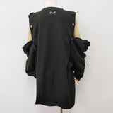 LIMI feu 青山店＆オンライン限定 DOT BUTTON REMAKE LONG SLEEVE T-SHIRT サイズ2 定価26400円 長袖Ｔシャツ カットソー ロンＴ ブラック レディース リミフゥ/Yohji【中古】6-1013M♪