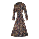 LAUREN RALPH LAUREN ペイズリーストレッチジャージーシャツドレス 定価33000円 ワンピース ネイビー ベージュ レディース ローレンラルフローレン【中古】6-1013M♪