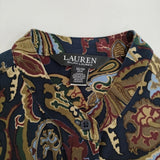 LAUREN RALPH LAUREN ペイズリーストレッチジャージーシャツドレス 定価33000円 ワンピース ネイビー ベージュ レディース ローレンラルフローレン【中古】6-1013M♪