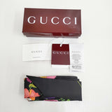 GUCCI プリント シルクツイル リボン フラワー タグ箱付き 825121 3G001 1060 スカーフ ブラック レディース グッチ【中古】6-1013G♪