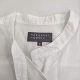 MARGARET HOWELL DOUBLE STRIPE COTTON SILK SHIRT 578-6152251 サイズ2 定価36300円 ブラウス シャツ 26SS ホワイト レディース マーガレットハウエル【中古】6-1013S♪