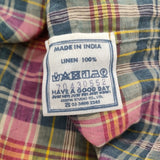 45R/45rpm インドリネンマドラスのシャーリングブラウス 定価60500円 ブラウス シャツ 25SS ピンク ブルー レディース フォーティーファイブアールピーエム【中古】6-1016M♪