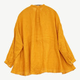 suzuki takayuki frilled blouse フリルブラウス 日本製 リネン シアー ブラウス シャツ オレンジ レディース スズキタカユキ【中古】6-1016M♪