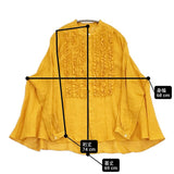 suzuki takayuki frilled blouse フリルブラウス 日本製 リネン シアー ブラウス シャツ オレンジ レディース スズキタカユキ【中古】6-1016M♪
