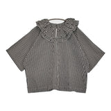 veritecoeur タックフリルプルオーバー 定価28600円 VC-2884A ギンガムチェック ブラウス シャツ 26SS ブラック ホワイト レディース ヴェリテクール【中古】6-1016S♪