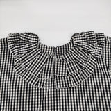 veritecoeur タックフリルプルオーバー 定価28600円 VC-2884A ギンガムチェック ブラウス シャツ 26SS ブラック ホワイト レディース ヴェリテクール【中古】6-1016S♪