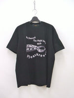 pleasure DANCED THE NIGH プリント半袖Tシャツ サイズM 黒、白 メンズ プレジャー 【中古】0-0807S◆