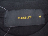 pleasure DANCED THE NIGH プリント半袖Tシャツ サイズM 黒、白 メンズ プレジャー 【中古】0-0807S◆