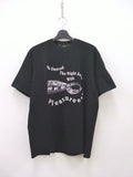 pleasure DANCED THE NIGH プリント半袖Tシャツ サイズL 黒、白 メンズ プレジャー 【中古】0-0807S◆