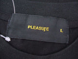 pleasure DANCED THE NIGH プリント半袖Tシャツ サイズL 黒、白 メンズ プレジャー 【中古】0-0807S◆