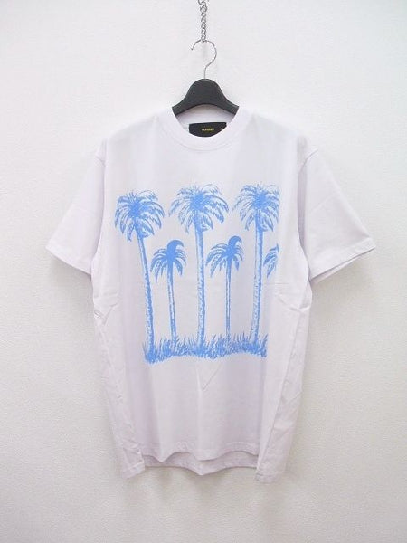 pleasure PALM TREE TEE プリント半袖Tシャツ サイズM 白、水色 メンズ プレジャー 【中古】0-0807S◆