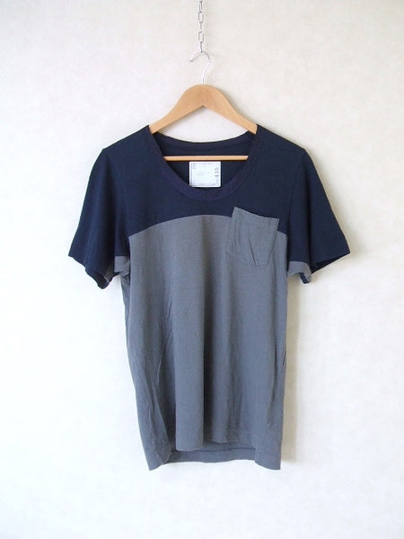 Sacai/切替半袖Tシャツ/2/グレー×ネイビー/サカイ【メンズ】【中古】1-0626S△