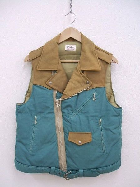 VISVIM PEERLESS Green サイズ1 STRABLER DOWN VEST ダウンベスト 2021AW ライトブルー ベージュ メンズ  ビズビム/ヴィズヴィム【中古】2-0107T♪