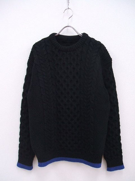 uniform experiment COTTON CABLE CREWNECK KNIT 定価44000円 UE-202076 セーター ニット ブラック メンズ  ユニフォームエクスペリメント【中古】2-0206T♪