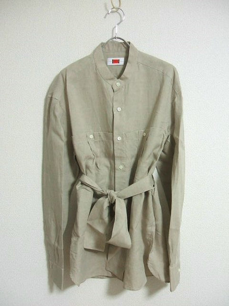 by H. New York 新品 定価37000円 リネン newwork shirt 長袖シャツ ベージュ メンズ バイエイチニューヨーク【中古】2-0318M♪