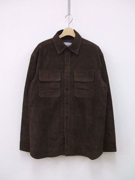 Deadwood SHORELINE SHIRT SUEDE 新品タグ付 レザー スエード S 長袖シャツ ブラウン メンズ デッドウッド【中古】2-0822T∞