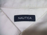 NAUTICA ボタンダウン  刺繍 ビッグシルエット 長袖シャツ ホワイト メンズ ノーティカ【中古】2-0405M▲