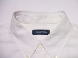 NAUTICA ボタンダウン  刺繍 ビッグシルエット 長袖シャツ ホワイト メンズ ノーティカ【中古】2-0405M▲