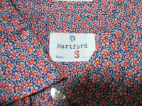 Hartford 花柄 コットン slim fit 長袖シャツ レッド ネイビー メンズ ハートフォード【中古】2-0617M▲