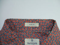 Hartford 花柄 コットン slim fit 長袖シャツ レッド ネイビー メンズ ハートフォード【中古】2-0617M▲