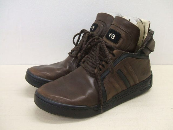 Y-3 US9.5 JP27.5 ハイカット スニーカー ブラウン メンズ ワイスリー/Yohji【中古】2-0803G∞